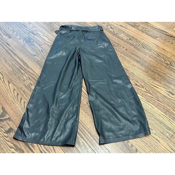 Generation Love Genesis Soft Vegan Leather Wide Leg Trouser Pants Black Size 4 - Picture 12 of 12
